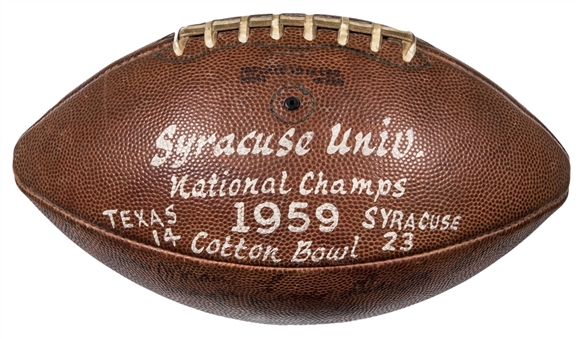 1959 National Champions Syracuse Orangemen Signed Wilson Football With Over 40 Signatures Including Ernie Davis (JSA)